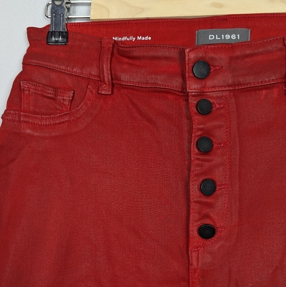 Bridget Cropped High-Rise Instasculpt Bootcut Red Jeans Size 31 - Picture 3 of 16